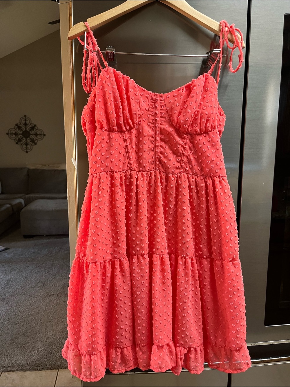 Wild fable Coral Textured Smocked Sundress